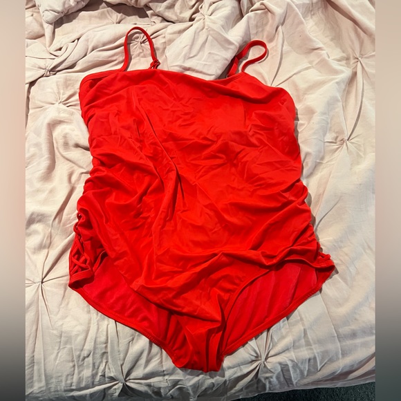 Red Lace Up Swimsuit - Picture 5 of 8